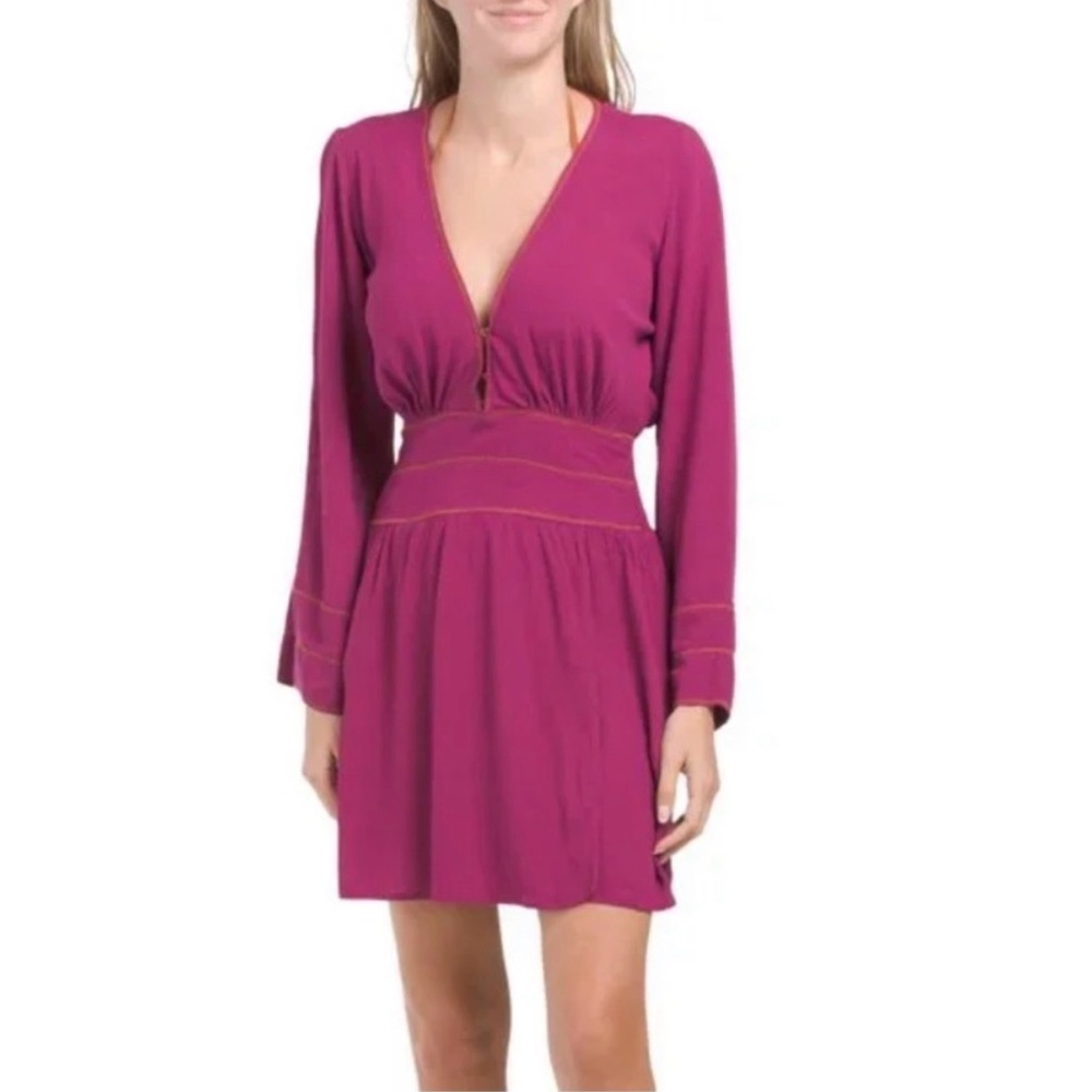 NWT! Vix Paula Hermanny Size XS • Lara Purple Cover-Up Mini Dress $348.